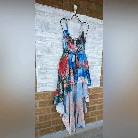 SUKISO WOMEN'S JULIET HIGH TO LOW DRESS IN RAINBOW SNAKESKIN LARGE - Picture 5 of 14